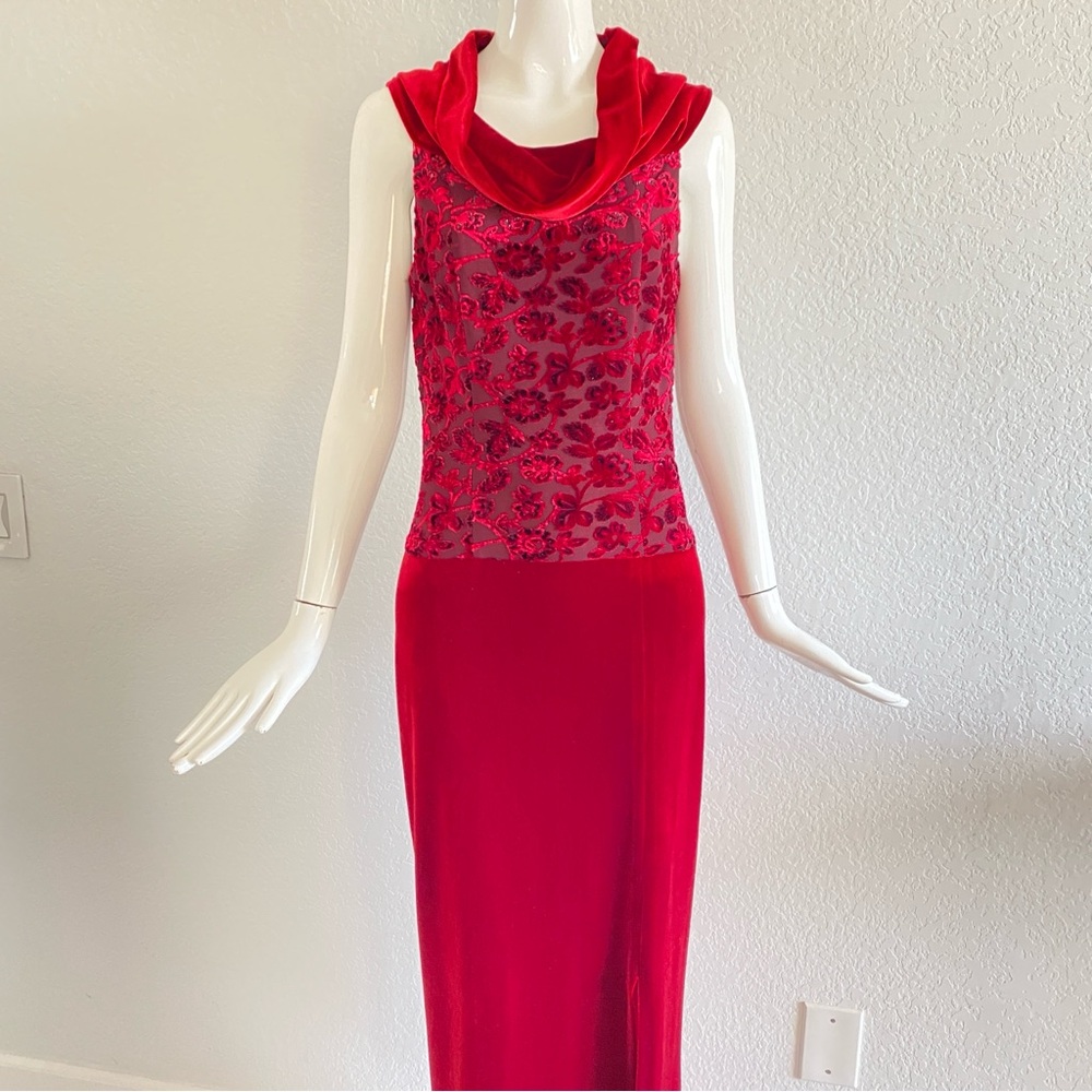 Joseph Ribkoff Red velvet floral Dress